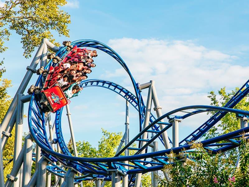 Couple having a blast on a coaster.